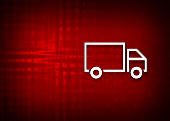 Delivery truck icon motion flare red background illustration