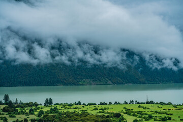 Basum Tso, a sacred glacier lake in Tibet, China.