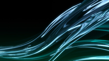 Abstract Glowing Green Wave Background