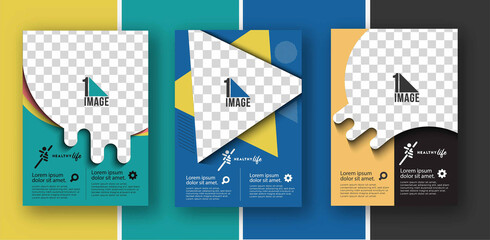 Set of Business flyer with space of image & logo- Brochure magazine cover page & poster template, vector illustration.