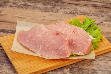 Raw pork steak for cooking
