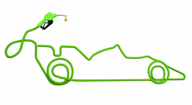 Fuel pump nozzle, eco racing car 3D render.
