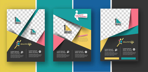Set of Business flyer with space of image & logo- Brochure magazine cover page & poster template, vector illustration.