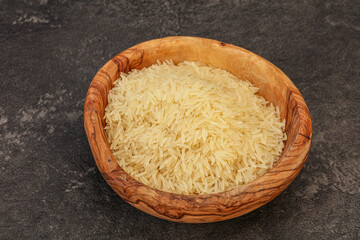 Raw basmati rice in the bowl