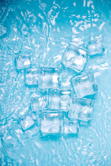 Cool and transparent ice cubes in summer