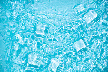 Cool and transparent ice cubes in summer