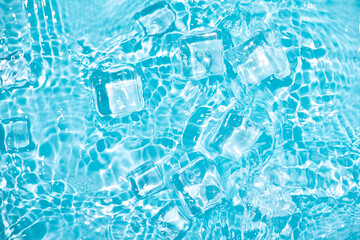 Cool and transparent ice cubes in summer