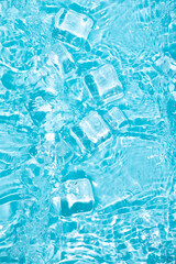 Cool and transparent ice cubes in summer