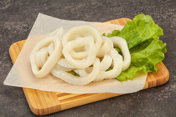 Raw squid rings for cooking