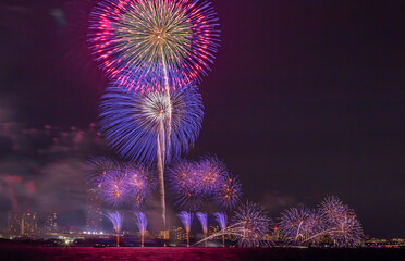 Japanese fireworks in a summer festival in Chiaba, Japan