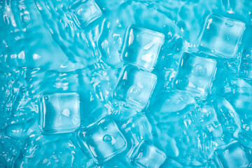 Cool and transparent ice cubes in summer
