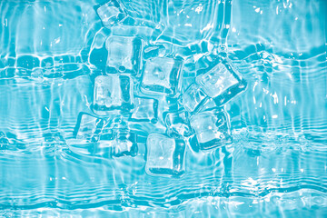 Cool and transparent ice cubes in summer