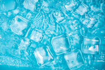 Cool and transparent ice cubes in summer