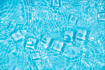 Cool and transparent ice cubes in summer