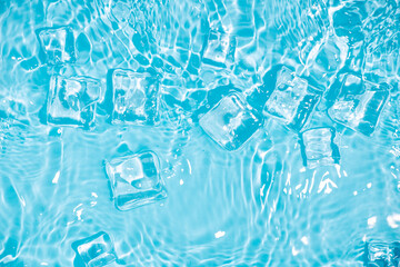 Cool and transparent ice cubes in summer
