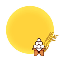 お月見フレーム　お供え物のお団子とススキ