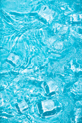 Cool and transparent ice cubes in summer