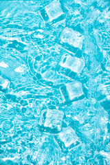 Cool and transparent ice cubes in summer