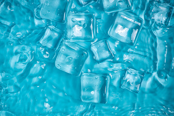 Cool and transparent ice cubes in summer