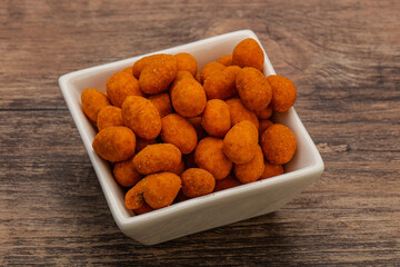 Spicy peanut heap in the bowl