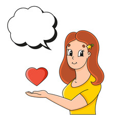 Speech bubble of different shape. With a cute cartoon character. Hand drawn. Thinking balloons. Vector illustration isolated on white background. Comic doodle style.