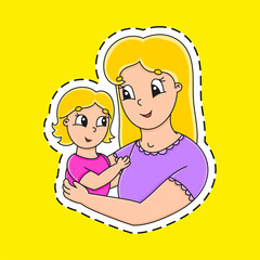Sticker with contour. Cartoon character. Colorful vector illustration. Isolated on color background. Template for your design.