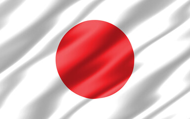 Silk wavy flag of Japan graphic. Wavy Japanese flag 3D illustration. Rippled Japan country flag is a symbol of freedom, patriotism and independence.