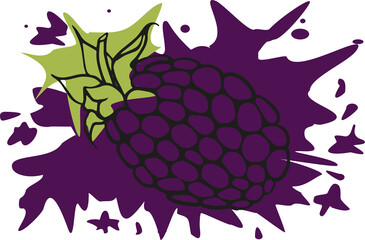 vector illustration of blackberry on the violet background