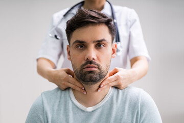 Patient Lymph Examination Using Palpation By Doctor