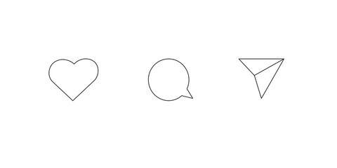 Thin line web icon set. like comment and share icon.