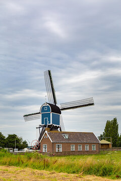 Beautiful mill called Great Mill Grotemolen near the city of Leiden in Zoeterwoude, South Holland in the Netherlands, Europe