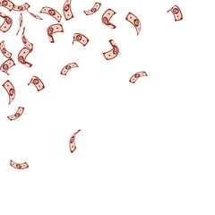 Russian ruble notes falling. Sparse RUB bills on w