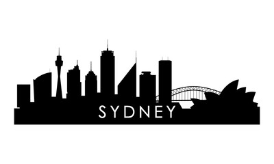 Fototapeta premium Sydney skyline silhouette. Black Sydney city design isolated on white background.