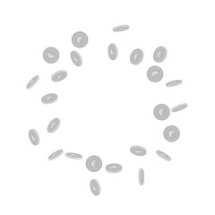 European Union Euro coins falling. Scattered black