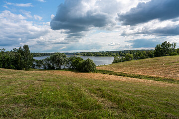 summer landscapes with clouds and fields