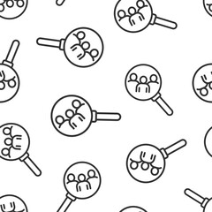 Search job vacancy icon in flat style. Loupe career vector illustration on white isolated background. Find people employer seamless pattern business concept.