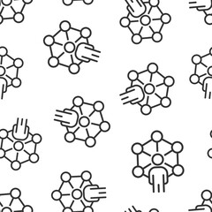 Corporate organization chart with business people vector icon in flat style. People cooperation illustration on white background. Teamwork seamless pattern business concept.