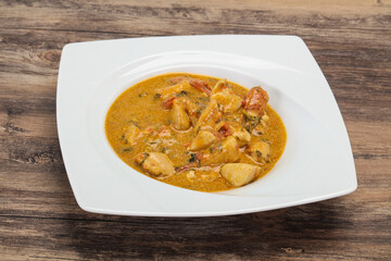 Traditional thai curry chicken soup