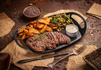 Juicy steak medium rare beef