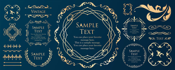 ビンテージフレーム　デザインテンプレート　コピースペース　ラグジュアリー　ウエディング