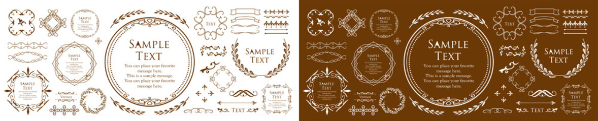 ビンテージフレーム　デザインテンプレート　コピースペース　ラグジュアリー　ウエディング