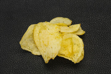 Natural potato salted chips heap