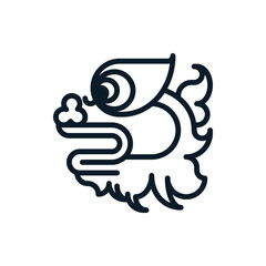 Obraz premium Chinese new year dragon dancing head outline icons. Vector illustration. Editable stroke. Isolated icon suitable for web, infographics, interface and apps.