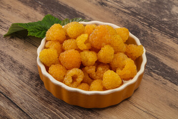 Sweet ripe tasty yellow raspberry