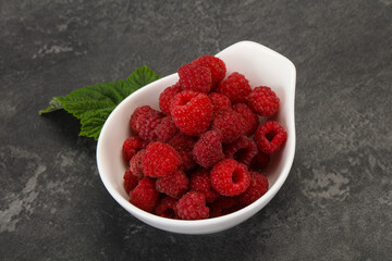 Red bright ripe sweet raspberry