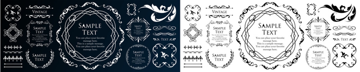 ビンテージフレーム　デザインテンプレート　コピースペース　ラグジュアリー　ウエディング