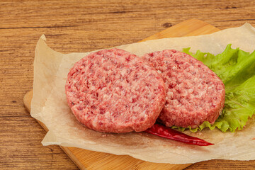 Raw beef cutlet for burger