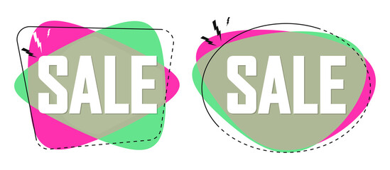 Set Sale bubble banners design template, discount tags, vector illustration