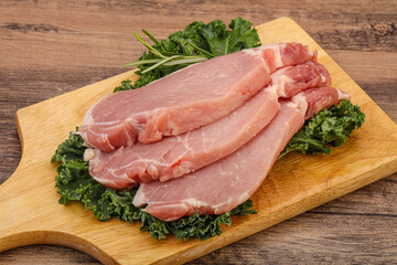 Raw pork steak for cooking