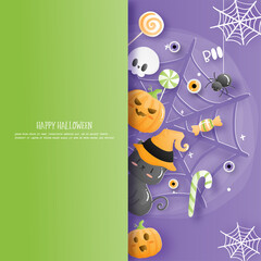  Halloween celebrations in paper cut style. 